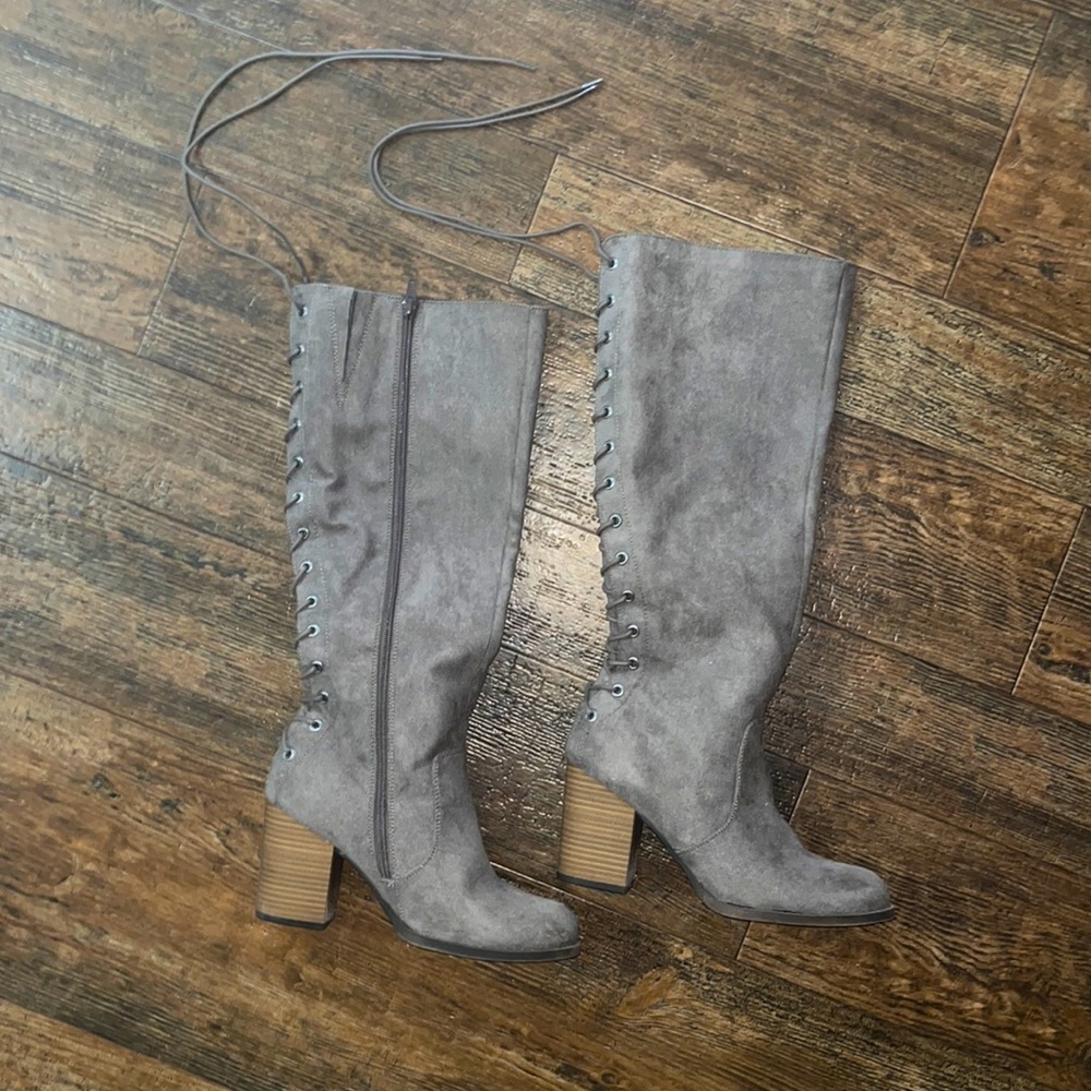 “Landon” Buckle Lace Up/Zipper Boots